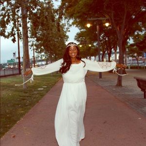 Forever 21 White Dress w/ crochet sleeves